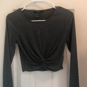 Grey Knit Crop Top